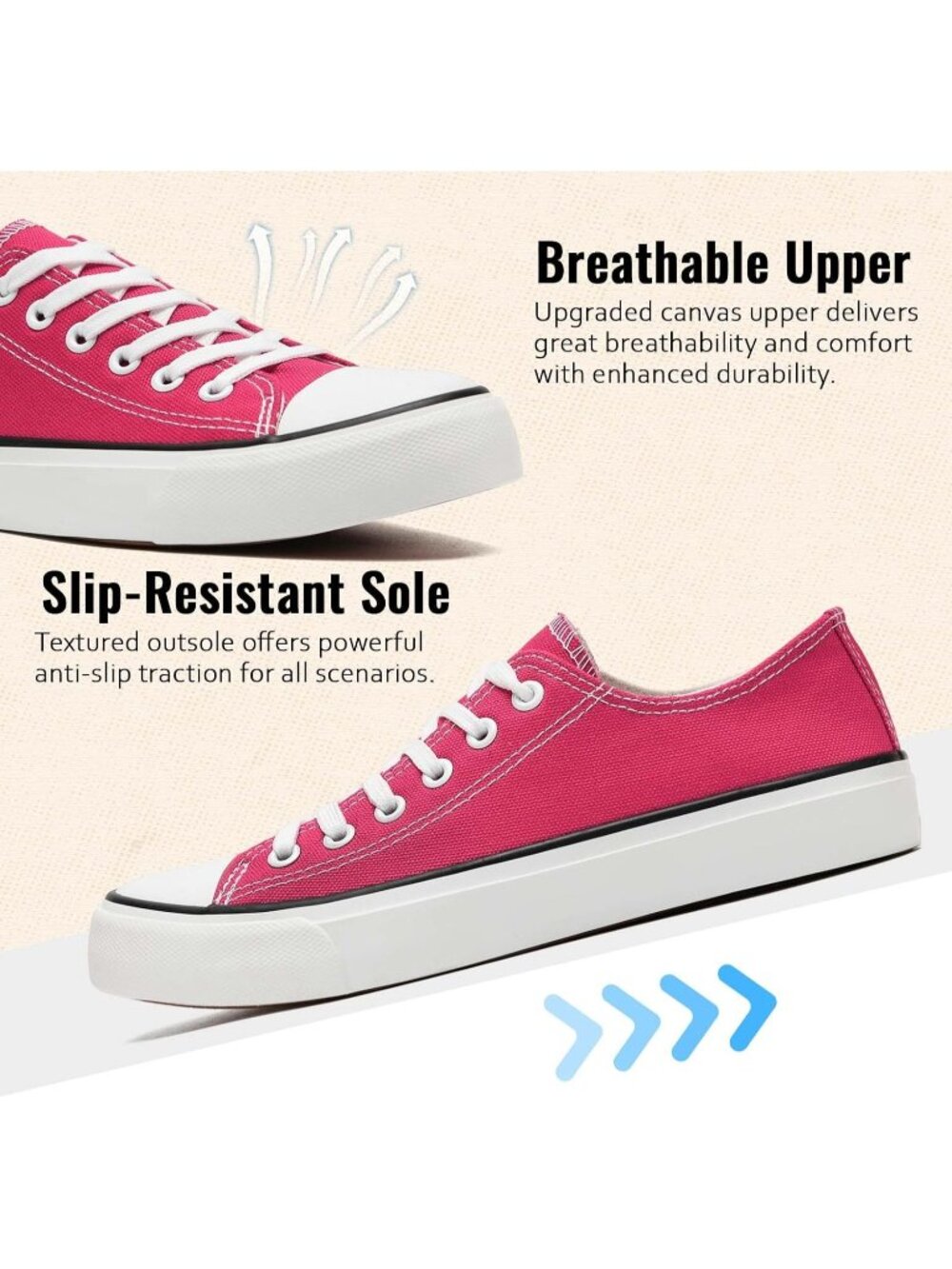 Women's Peach Pink Low Top Lace Up Canvas Lightweight Breathable Casual Sneakers - Picture 4 of 6
